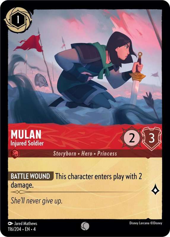 Disney Lorcana Trading Card Game - Mulan - Injured Soldier - Ursula's Return (4)