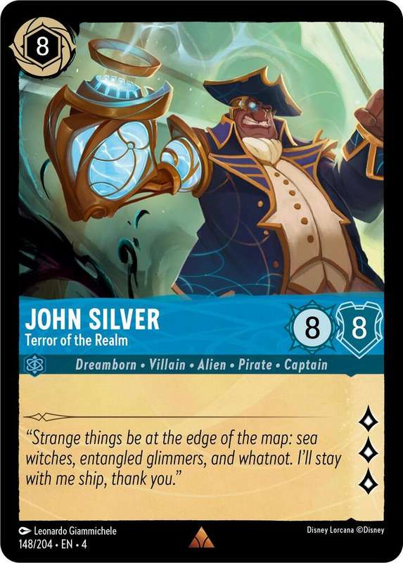 Disney Lorcana Trading Card Game - Rare - John Silver - Terror of the Realm - Ursula's Return (4)