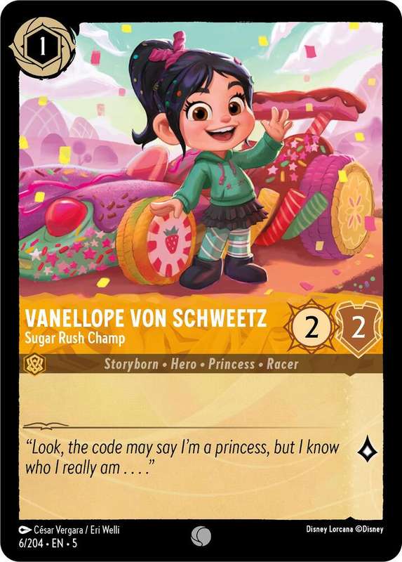 Disney Lorcana Trading Card Game - Vanellope von Schweetz - Sugar Rush Champ - Shimmering Skies (5)
