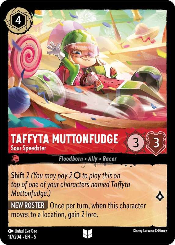 Disney Lorcana Trading Card Game - Taffyta Muttonfudge - Sour Speedster - Shimmering Skies (5)