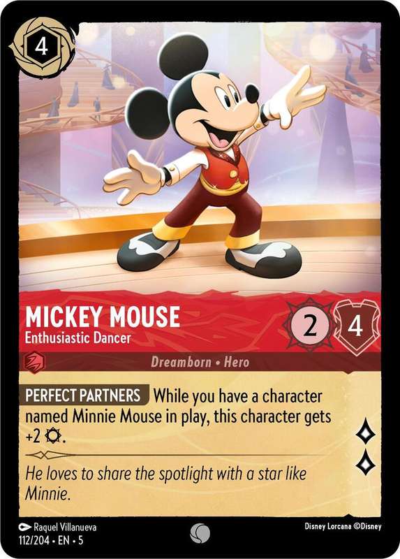Disney Lorcana Trading Card Game - Mickey Mouse - Enthusiastic Dancer - Shimmering Skies (5)