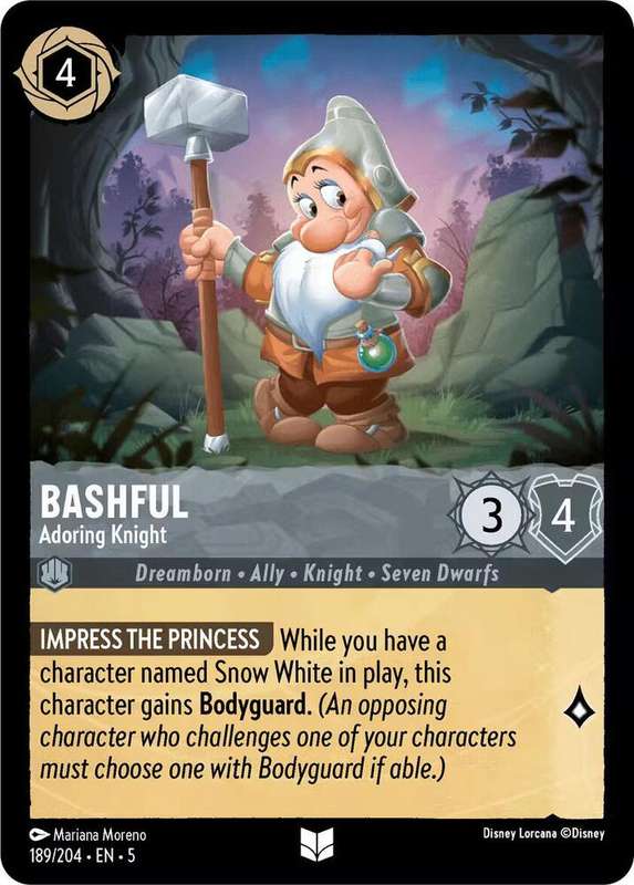 Disney Lorcana Trading Card Game - Bashful - Adoring Knight - Shimmering Skies (5)