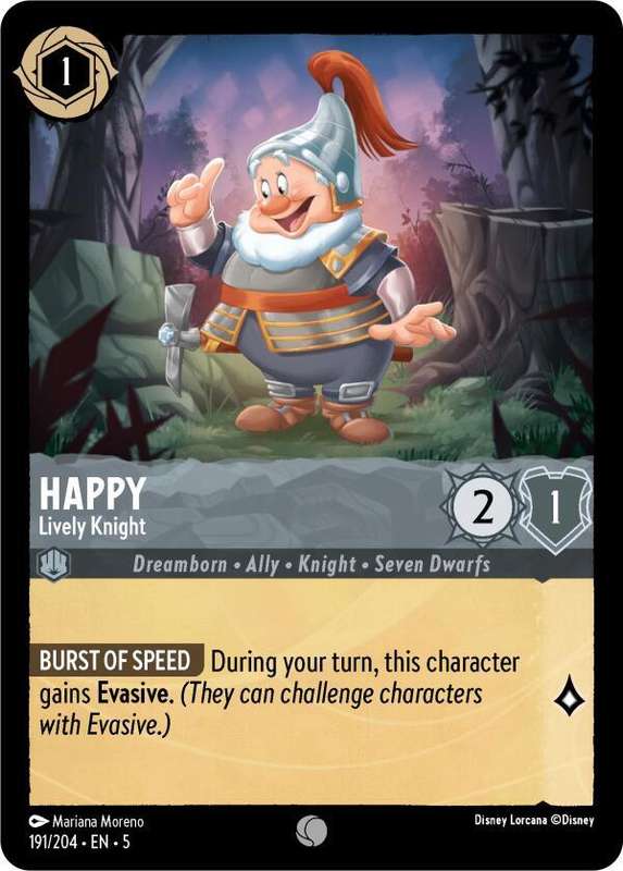 Disney Lorcana Trading Card Game - Happy - Lively Knight - Shimmering Skies (5)