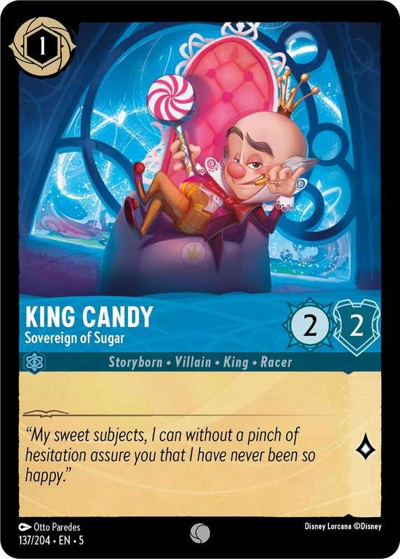 Disney Lorcana Trading Card Game -  King Candy - Sovereign of Sugar - Shimmering Skies (5)