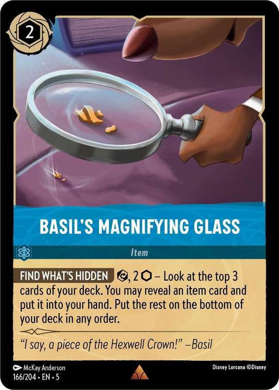 Disney Lorcana Trading Card Game - Rare - Basil's Magnifying Glass - Shimmering Skies (5)