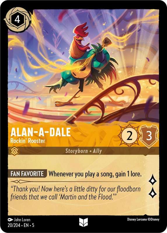 Disney Lorcana Trading Card Game - Alan-A-Dale - Rockin' Rooster - Shimmering Skies (5)