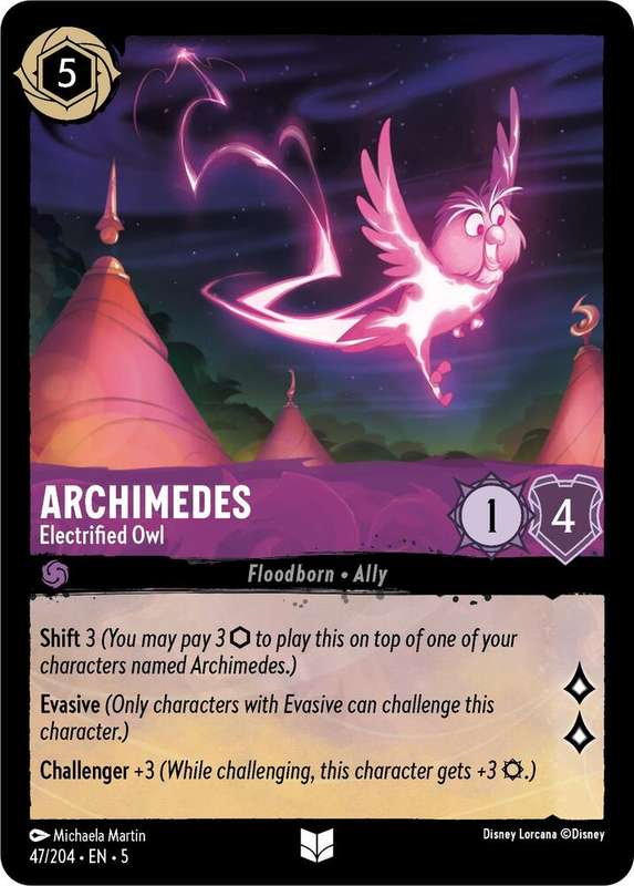 Disney Lorcana Trading Card Game - Archimedes - Electrified Owl - Shimmering Skies (5)