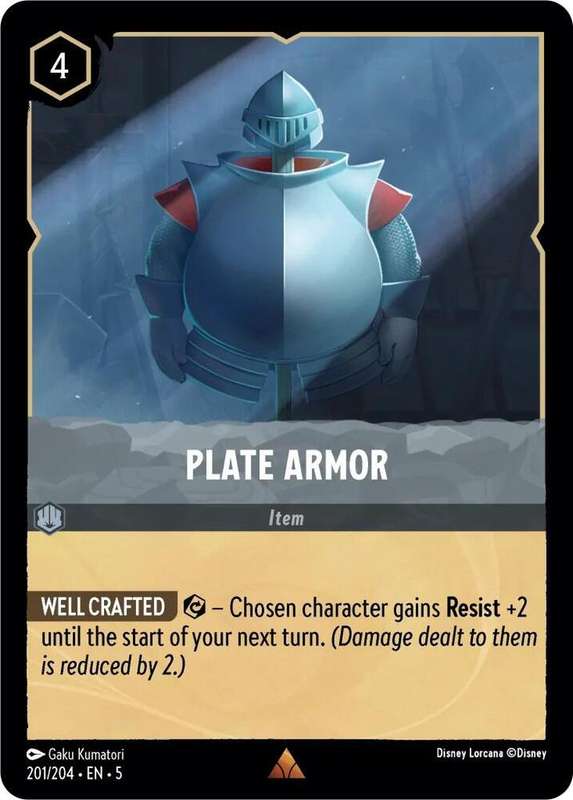 Disney Lorcana Trading Card Game - Rare - Plate Armor - Shimmering Skies (5)