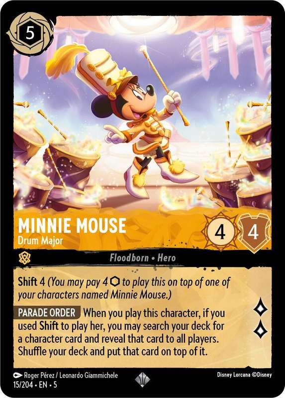 Disney Lorcana Trading Card Game - Super Rare - Minnie Mouse - Drum Major - Shimmering Skies (5)