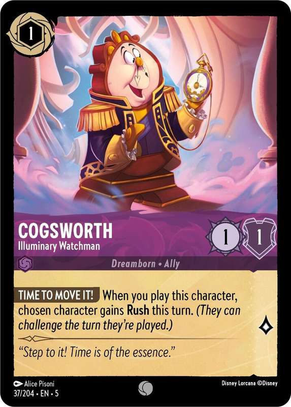 Disney Lorcana Trading Card Game - Cogsworth - Illuminary Watchman - Shimmering Skies (5)