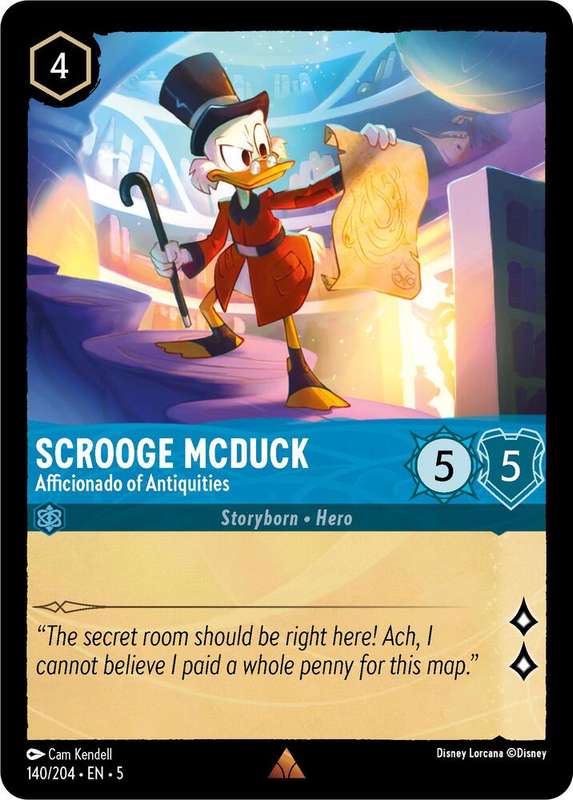 Disney Lorcana Trading Card Game - Rare - Scrooge McDuck - Afficionado of Antiquities - Shimmering S
