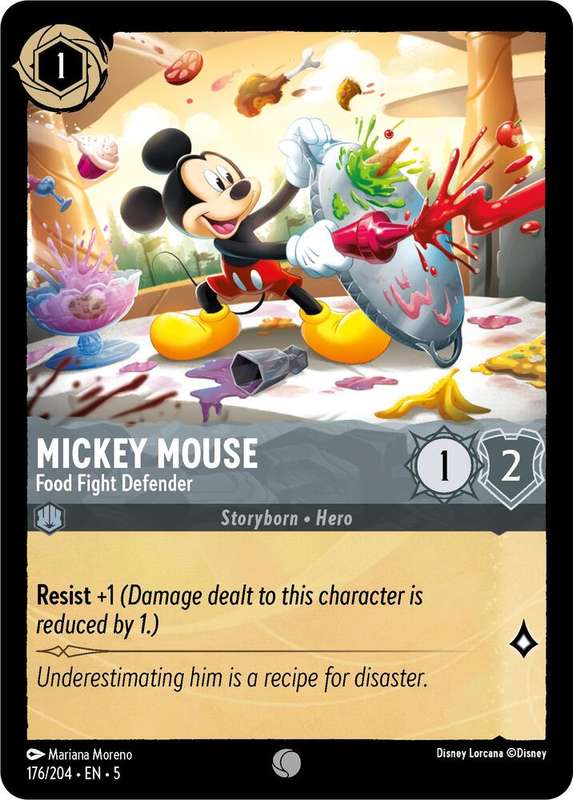 Disney Lorcana Trading Card Game - Mickey Mouse - Food Fight Defender - Shimmering Skies (5)