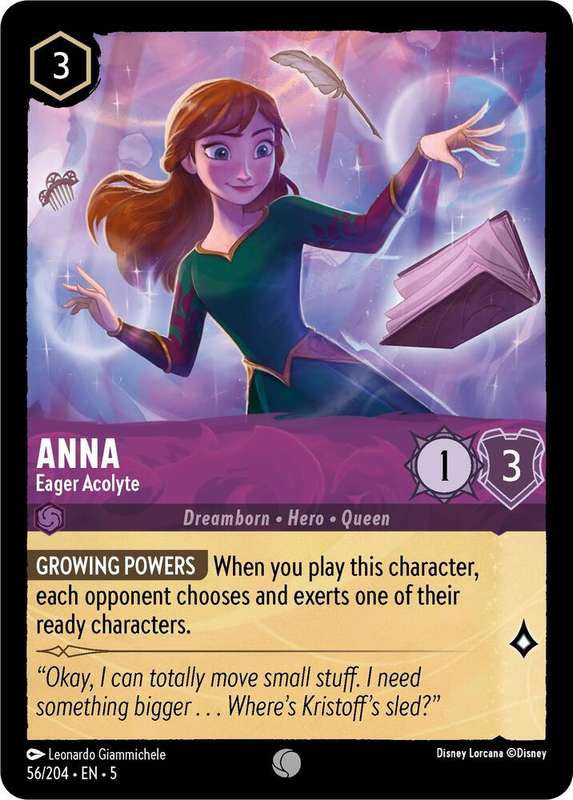 Disney Lorcana Trading Card Game - Anna - Eager Acolyte - Shimmering Skies (5)