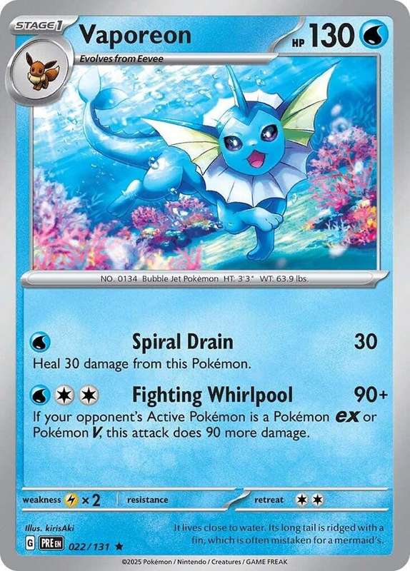 Pokemon Trading Card Game - Vaporeon - SV: Prismatic Evolutions 022/131 / Rare Holo