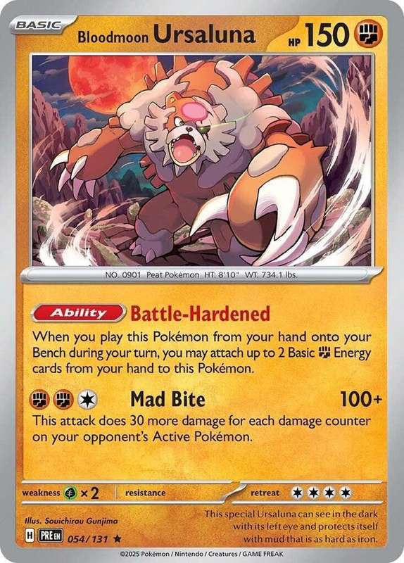 Pokemon Trading Card Game - Bloodmoon Ursaluna - SV: Prismatic Evolutions 054/131 / Rare Holo