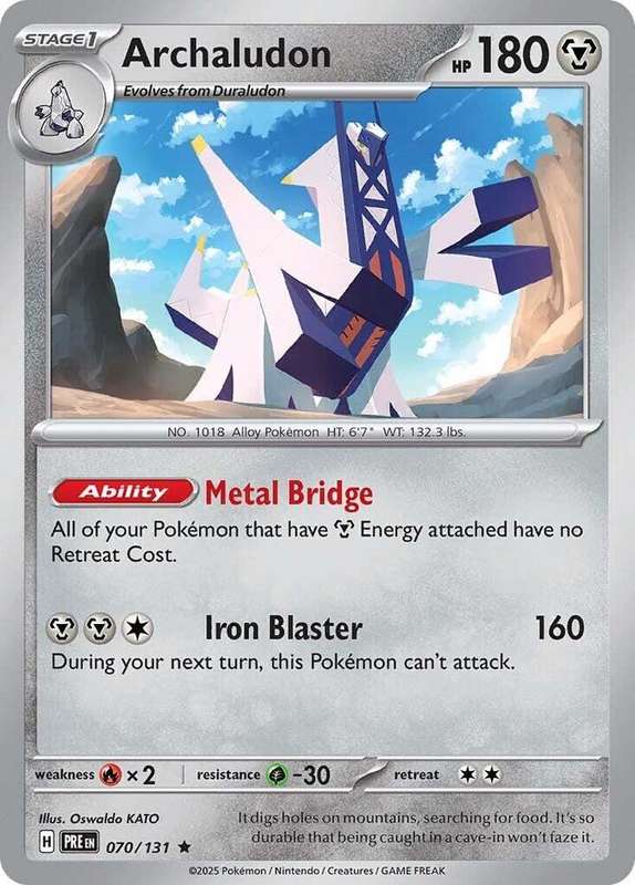 Pokemon Trading Card Game - Archaludon - SV: Prismatic Evolutions 070/131 / Rare Holo