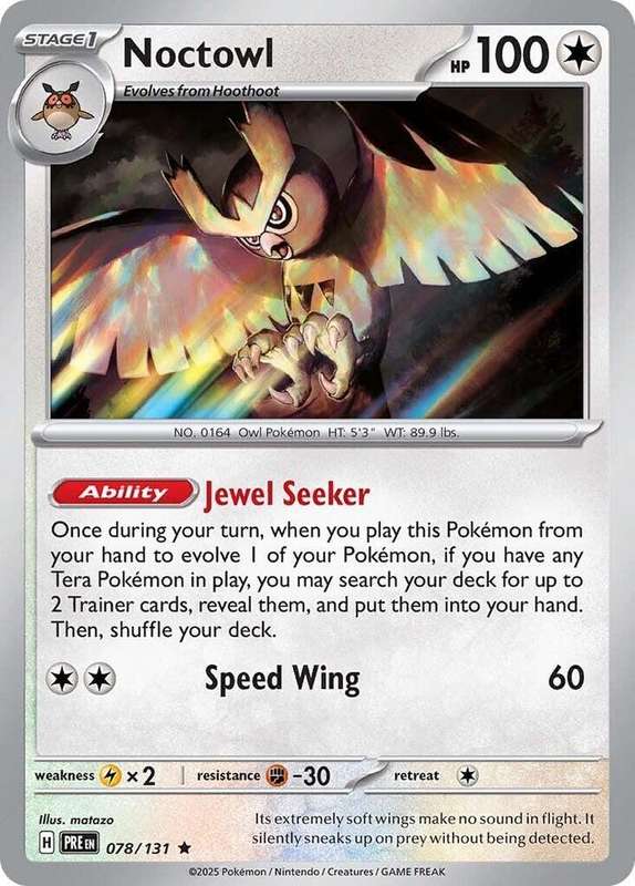 Pokemon Trading Card Game - Noctowl - SV: Prismatic Evolutions 078/131 / Rare Holo