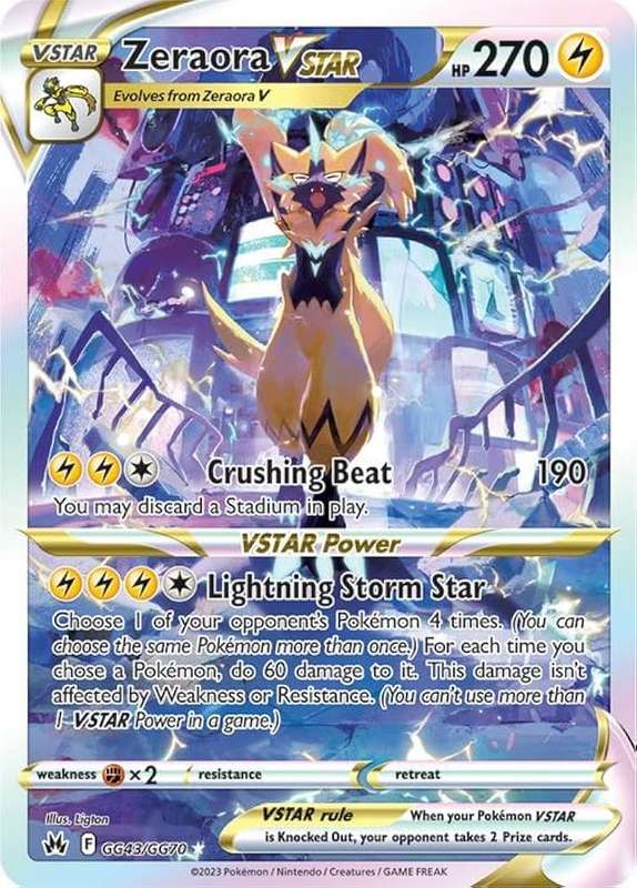 Pokemon Trading Card Game - Zeraora VSTAR - GG43/GG70 - Ultra Rare Crown Zenith