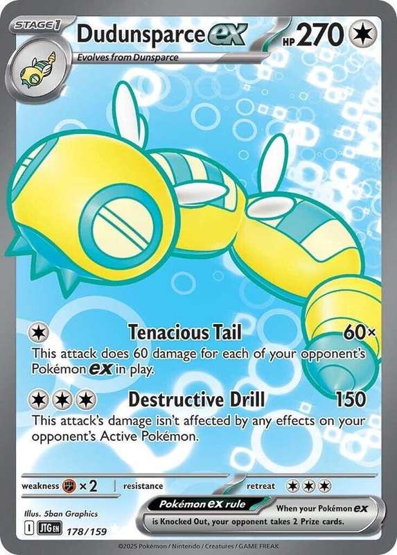 Pokemon Trading Card Game - Dudunsparce ex - 178/159 - SV09: Journey Together
