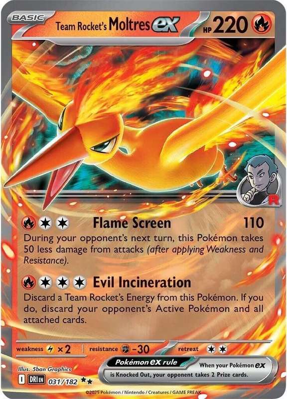 Pokemon Trading Card Game - Team Rocket's Moltres ex - SV10: Destined Rivals (DRI)