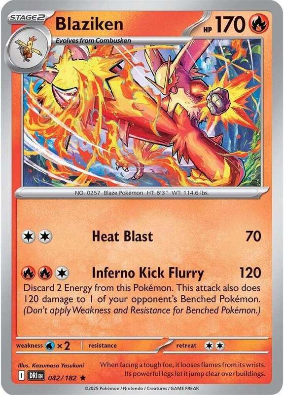 Pokemon Trading Card Game - Blaziken - 042/182 - SV10: Destined Rivals (DRI) - Holo Rare
