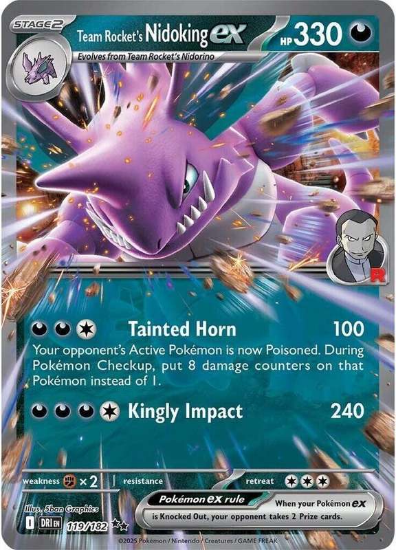 Pokemon Trading Card Game - Team Rocket's Nidoking ex - 119/182 - SV10: Destined Rivals (DRI)