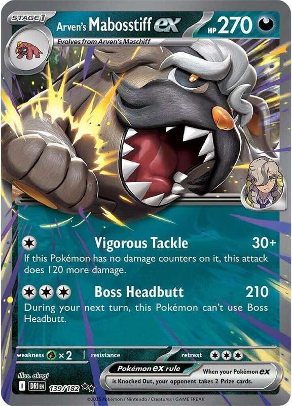 Pokemon Trading Card Game - Arven's Mabosstiff ex - 139/182 - SV10: Destined Rivals (DRI)