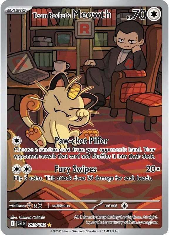Pokemon Trading Card Game - Team Rocket's Meowth - 203/182 - SV10: Destined Rivals (DRI)