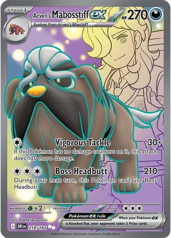 Pokemon Trading Card Game - Arven's Mabosstiff ex - 218/182 - SV10: Destined Rivals (DRI)