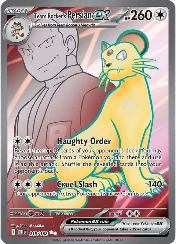 Pokemon Trading Card Game - Team Rocket's Persian ex - 219/182 - SV10: Destined Rivals (DRI)