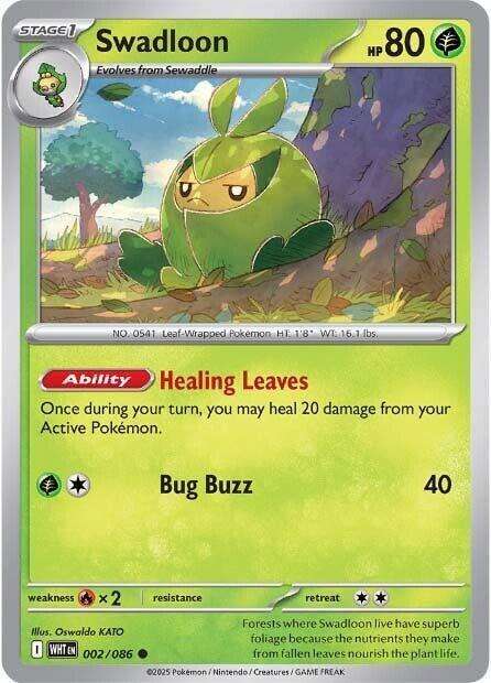 Pokemon Trading Card Game - Swadloon - 002/086 - Common - White Flare