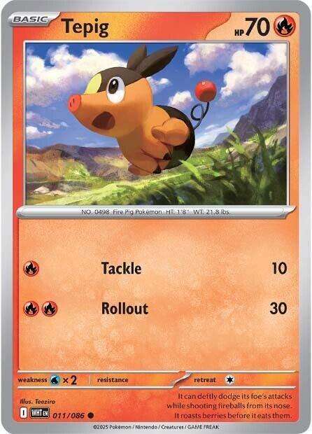 Pokemon Trading Card Game - Tepig - 011/086 - Common - White Flare
