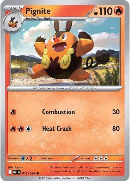 Pokemon Trading Card Game - Pignite - 012/086 - Common - White Flare