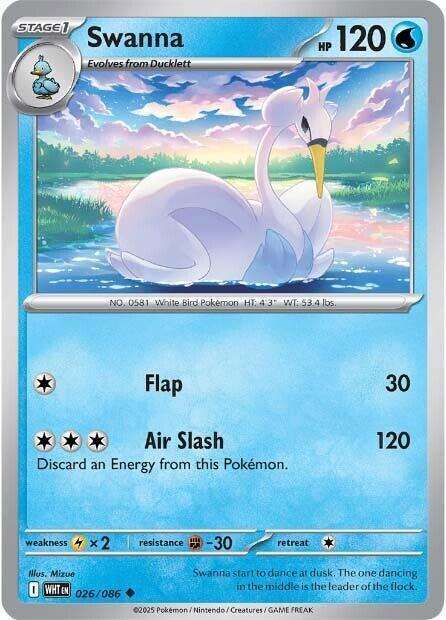 Pokemon Trading Card Game - Swanna - 026/086 - Uncommon - White Flare