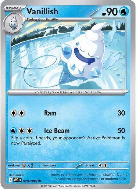 Pokemon Trading Card Game - Vanillish - 028/086 - Common - White Flare