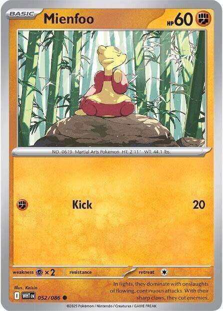 Pokemon Trading Card Game - Mienfoo - 052/086 / Common - White Flare