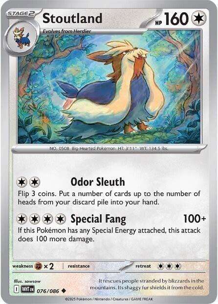 Pokemon Trading Card Game - Stoutland - 076/086 - Uncommon - White Flare