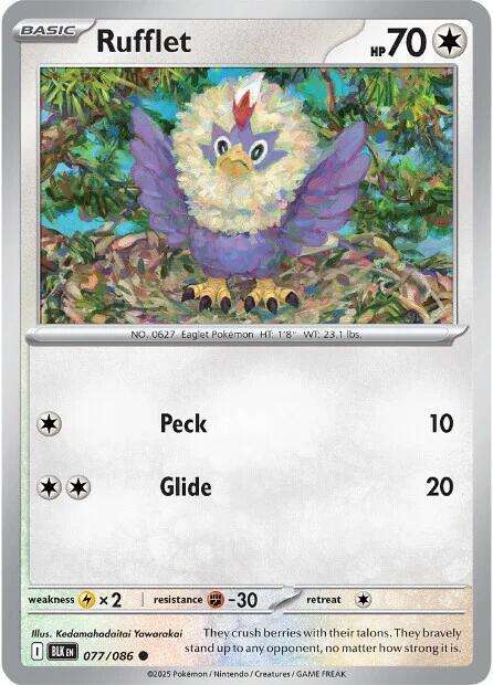 Pokemon Trading Card Game - Rufflet - 077/086 / Common - Black Bolt (BLK)