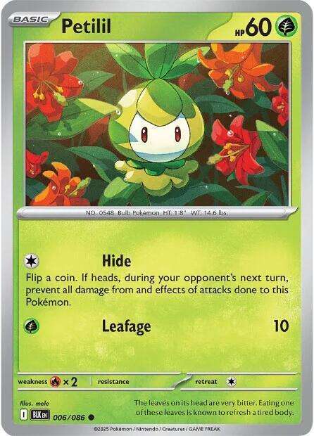 Pokemon Trading Card Game - Petilil - 006/086 / Common - Black Bolt (BLK)
