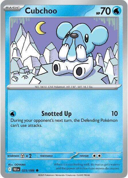 Pokemon Trading Card Game - Cubchoo - 025/086 / Common - Black Bolt (BLK)