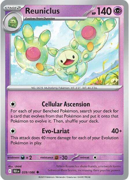Pokemon Trading Card Game - Reuniclus - 039/086 / Uncommon - Black Bolt (BLK)