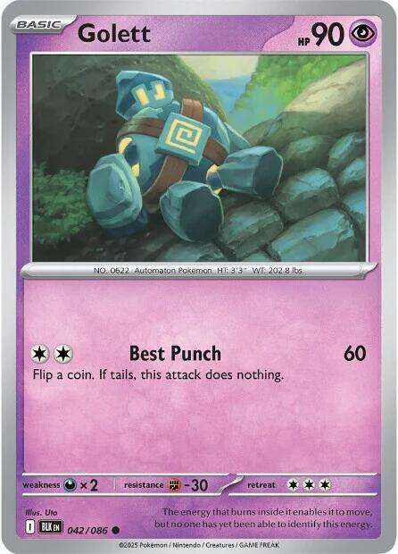 Pokemon Trading Card Game - Golett - 042/086 / Common - Black Bolt (BLK)