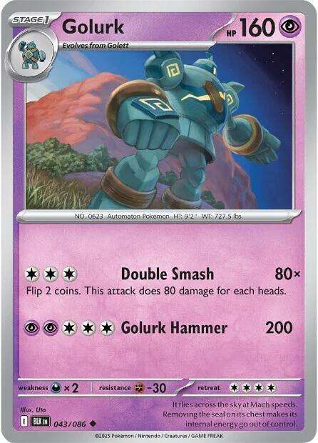Pokemon Trading Card Game - Golurk - 043/086 / Uncommon - Black Bolt (BLK)
