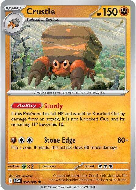 Pokemon Trading Card Game - Crustle - 052/086 / Uncommon - Black Bolt (BLK)