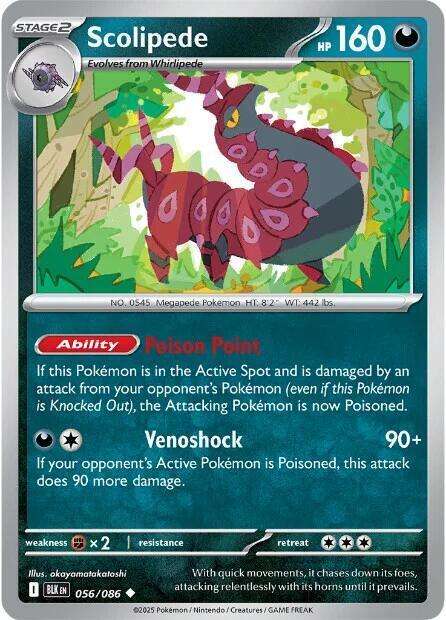 Pokemon Trading Card Game - Scolipede - 056/086 / Uncommon - Black Bolt (BLK)