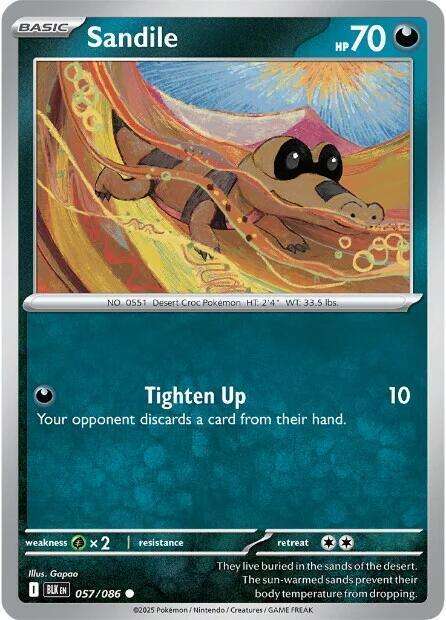 Pokemon Trading Card Game - Sandile - 057/086 / Common - Black Bolt (BLK)