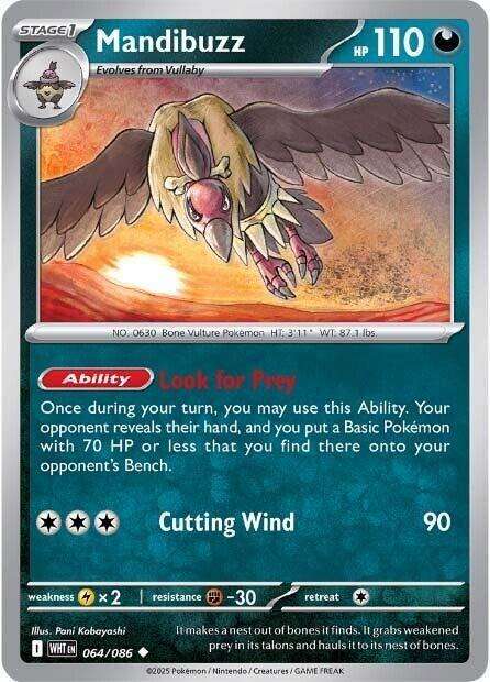 Pokemon Trading Card Game - Mandibuzz - 064/086 - Uncommon - White Flare