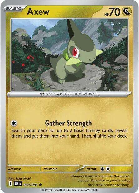 Pokemon Trading Card Game - Axew - 068/086 / Common - Black Bolt (BLK)