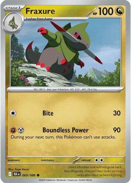 Pokemon Trading Card Game - Fraxure - 069/086 / Common - Black Bolt (BLK)