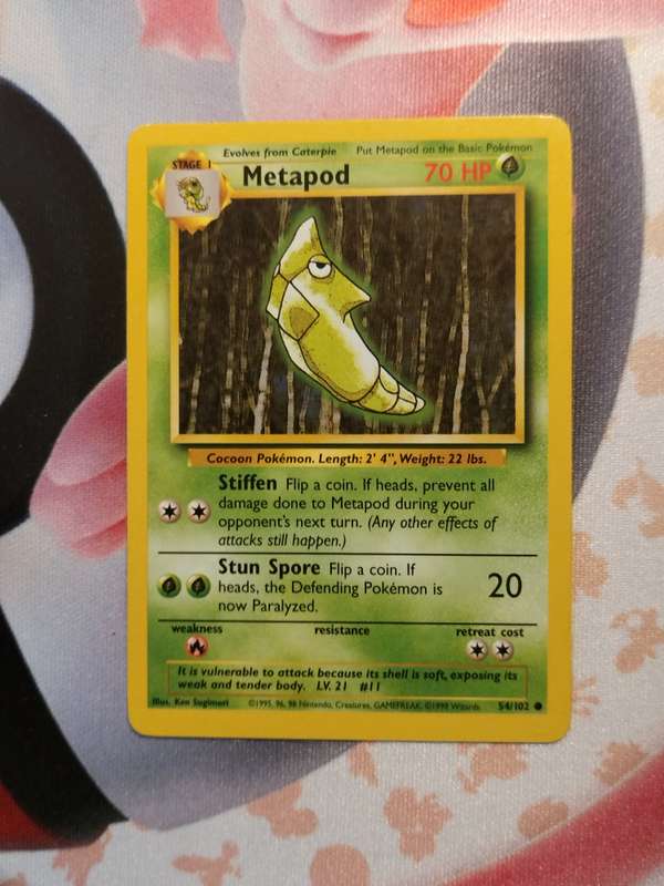 Pokemon Trading Card Game - Metapod #54 Pokemon Base Set (5)